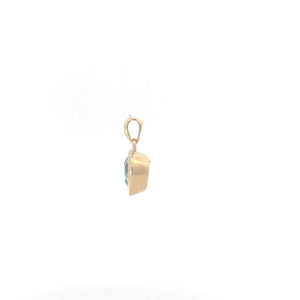 14K Heart Blue Topaz Solitaire Vintage Love Charm/Pendant Yellow Gold