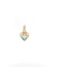 Load image into Gallery viewer, 14K Heart Blue Topaz Solitaire Vintage Love Charm/Pendant Yellow Gold