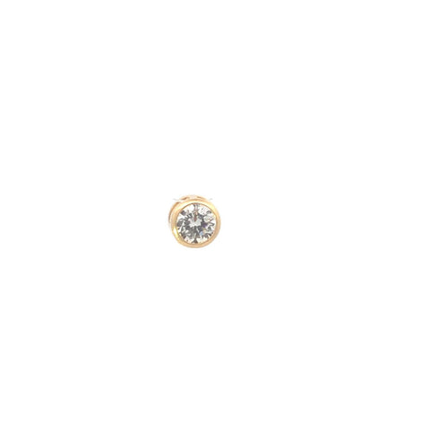 14K Solitaire Round Vintage CZ Classic Pendant Yellow Gold