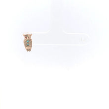 Load image into Gallery viewer, 10K Vintage Turquoise Eyed Owl Single Stud Earring Yellow Gold