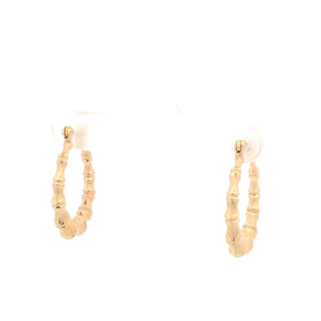 10K 23.9mm Vintage Bamboo Classic Hoop Earrings Yellow Gold
