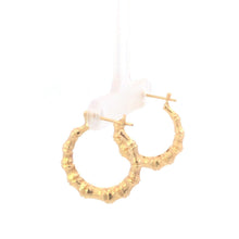 Load image into Gallery viewer, 10K 23.9mm Vintage Bamboo Classic Hoop Earrings Yellow Gold
