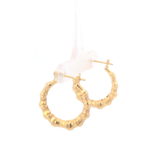 10K 23.9mm Vintage Bamboo Classic Hoop Earrings Yellow Gold