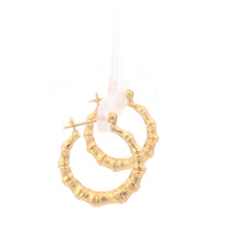 Load image into Gallery viewer, 10K 23.9mm Vintage Bamboo Classic Hoop Earrings Yellow Gold