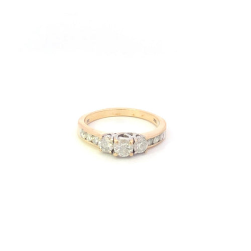 10K 1.00 Ctw Diamond Three Stone Engagement Ring Yellow Gold