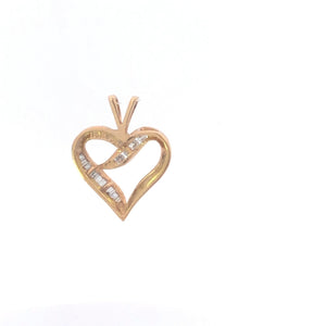 10K 0.15 Ctw Diamond Curvy Heart Vintage Love Pendant Yellow Gold