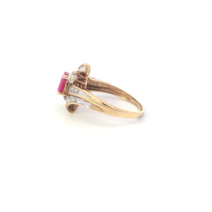 10K 1.05 Ctw Natural Ruby Ornate Bypass Ring Yellow Gold