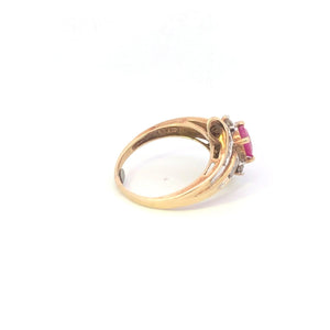 10K 1.05 Ctw Natural Ruby Ornate Bypass Ring Yellow Gold