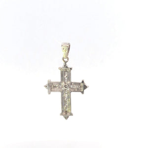 10K Baguette Diamond Cross Christian Faith Pendant White Gold