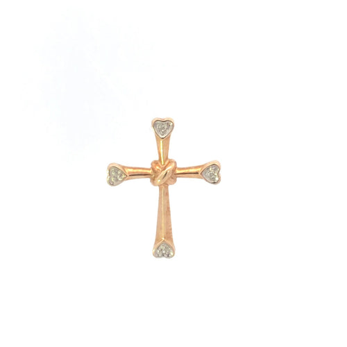 10K Cross Diamond Heart Accent Christian Faith Pendant Yellow Gold