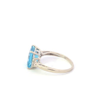 Load image into Gallery viewer, 10K Emerald Cut Diamond Accent Vintage Statement Ring White Gold