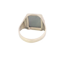 Load image into Gallery viewer, 10K Carved Hematite Intaglio Vintage Men&#39;s Squared Ring White Gold
