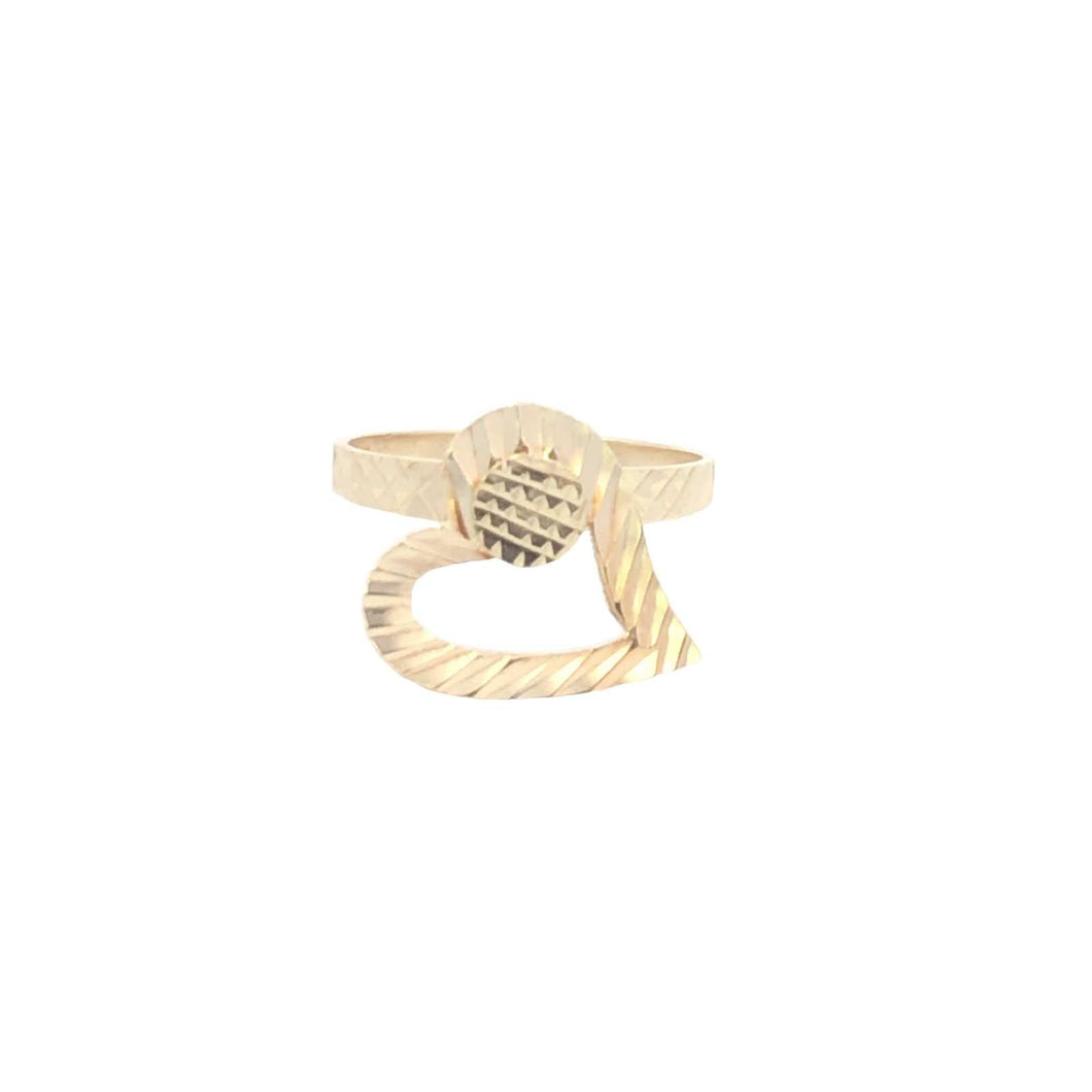 10K Diamond Cut Heart Love Symbol Spinner Ring Yellow Gold