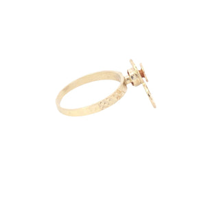 10K Diamond Cut Heart Love Symbol Spinner Ring Yellow Gold