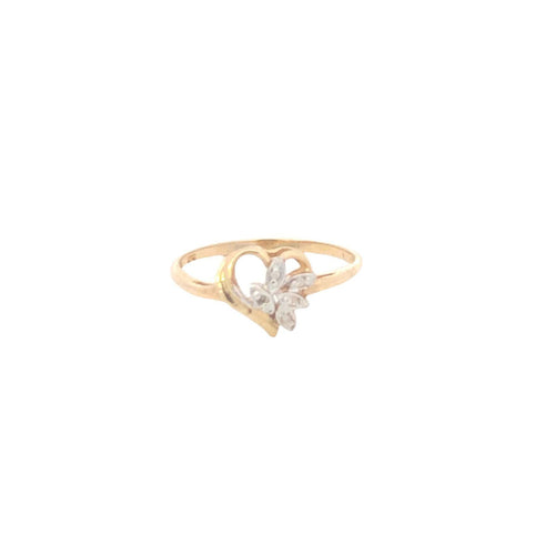 10K Diamond Heart Petal Cluster Love Symbol Ring Yellow Gold