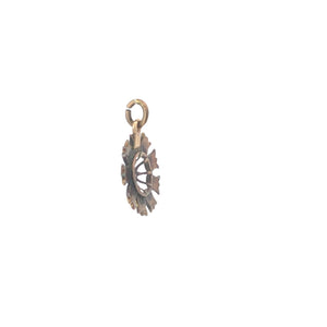 10K Seed Pearl Flower Cluster Statement Charm/Pendant Yellow Gold