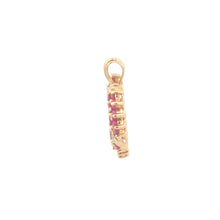 Load image into Gallery viewer, 10K Baguette Diamond Ruby Cluster Heart Pendant Yellow Gold