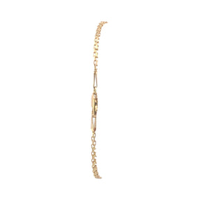 10K Oval Natural Ruby Diamond Flat Chain Bracelet 6.75" Yellow Gold