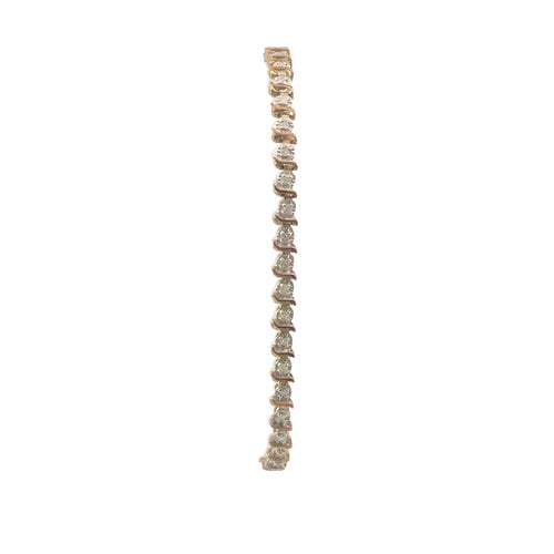 10K Diamond Vintage Wavy Link Tennis Bracelet 6.75