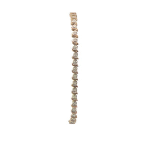 10K Diamond Vintage Wavy Link Tennis Bracelet 6.75" Yellow Gold
