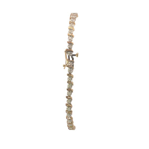 10K Diamond Vintage Wavy Link Tennis Bracelet 6.75" Yellow Gold