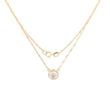 Load image into Gallery viewer, 10K Round Solitaire Classic CZ Vintage Chain Necklace 16.5&quot; Yellow Gold