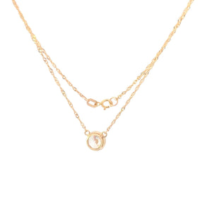 10K Round Solitaire Classic CZ Vintage Chain Necklace 16.5" Yellow Gold