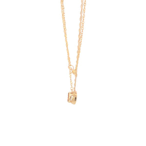 10K Round Solitaire Classic CZ Vintage Chain Necklace 16.5" Yellow Gold