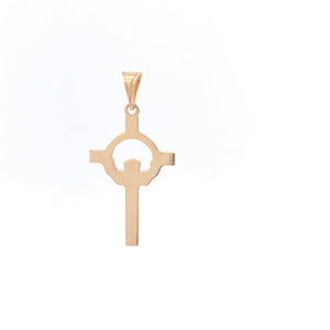 14K Cross Claddagh Celtic Irish Loyalty Faith Pendant Yellow Gold