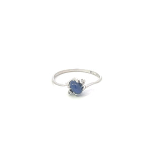 10K Oval Syn. Blue Star Sapphire Diamond Vintage Ring White Gold