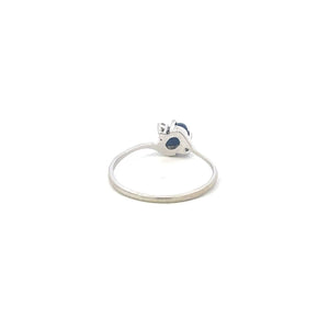 10K Oval Syn. Blue Star Sapphire Diamond Vintage Ring White Gold