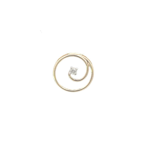 10K Diamond Vintage Loop Swirl Circle Pendant Yellow Gold