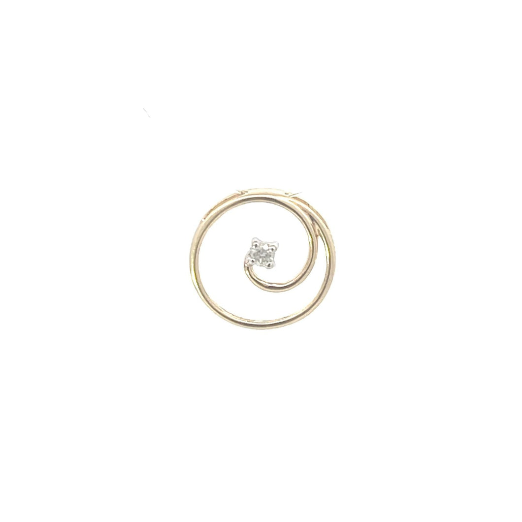10K Diamond Vintage Loop Swirl Circle Pendant Yellow Gold