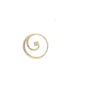 10K Diamond Vintage Loop Swirl Circle Pendant Yellow Gold