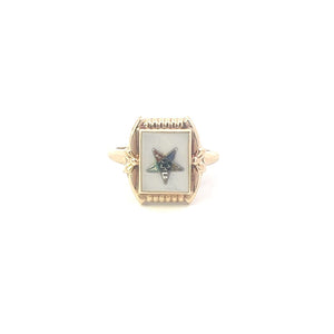 10K Mother of Pearl Order of the Eastern Star Ring Yellow Gold