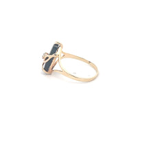 Load image into Gallery viewer, 14K Black Onyx Diamond Leaf Wave Statement Ring Yellow Gold