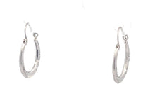 Load image into Gallery viewer, 14K 16.8mm Floral Scroll Pattern Hoop Earrings White Gold