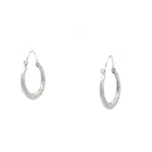 Load image into Gallery viewer, 14K 16.8mm Floral Scroll Pattern Hoop Earrings White Gold