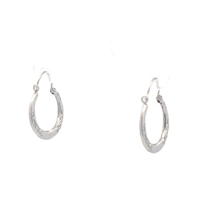 14K 16.8mm Floral Scroll Pattern Hoop Earrings White Gold