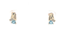 Load image into Gallery viewer, 10K Blue Topaz Diamond Accent Vintage Stud Earrings Yellow Gold