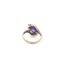 Load image into Gallery viewer, 10K Emerald Cut Amethyst CZ Accent Ring Yellow Gold