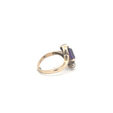 Load image into Gallery viewer, 10K Emerald Cut Amethyst CZ Accent Ring Yellow Gold