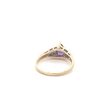 Load image into Gallery viewer, 10K Pear Amethyst Diamond Accent Statement Ring Yellow Gold