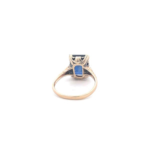 10K Emerald Cut Syn. Sapphire Statement Ring Yellow Gold