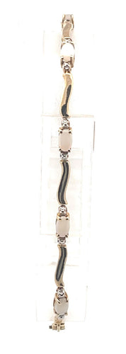 10K Opal Vintage Diamond Accent Wavy Tennis Bracelet 7.5
