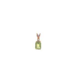 14K Emerald Cut Peridot Diamond Accent Pendant Yellow Gold
