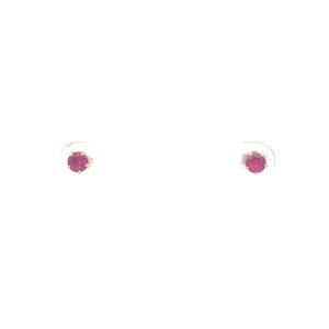 14K Round Syn. Pink Sapphire Solitaire Stud Earrings Yellow Gold