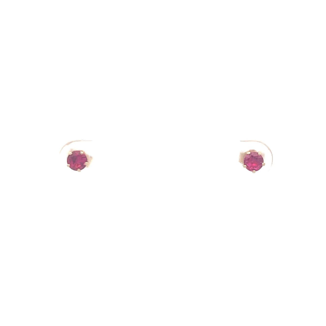 14K Round Syn. Pink Sapphire Solitaire Stud Earrings Yellow Gold