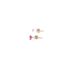 Load image into Gallery viewer, 14K Round Syn. Pink Sapphire Solitaire Stud Earrings Yellow Gold
