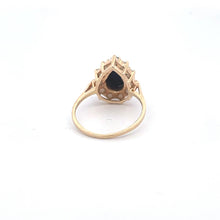 Load image into Gallery viewer, 14K Pear Black Onyx Vintage Pearl Halo Ring Yellow Gold